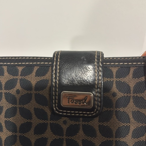 Fossil Wallet Vintage Brown Black Patterned - Picture 2 of 6